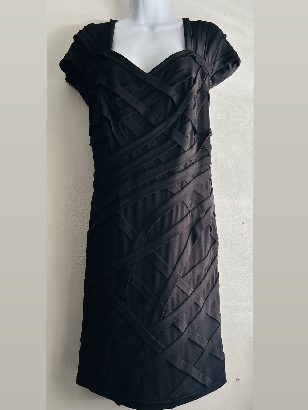 Tadashi Shoji Black Draped Bandage Sheath Dress Size 2X